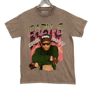 Eazy-E T Shirt Mens Medium Brown Express Yourself Compton Rap Hip Hop‎ Graphic